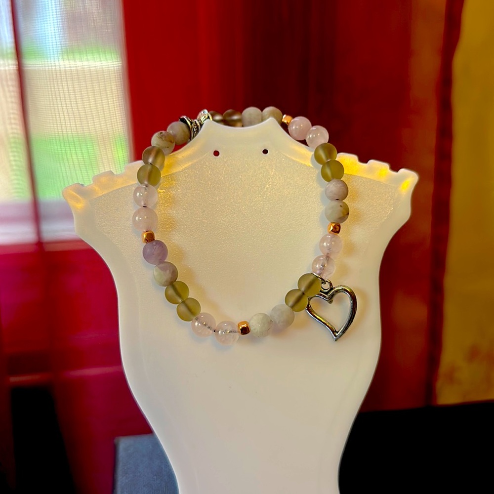 Inspired by me. Hand crafted. Bracelet supports healing through breast cancer.